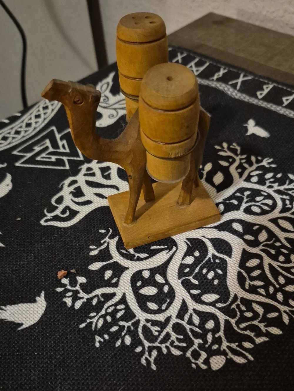 Hand-Carved Wooden Camel Salt & Pepper Shakers